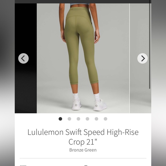 lululemon athletica Pants - NWT Lululemon Swift Speed High Rise Crop 21” Bronze Green